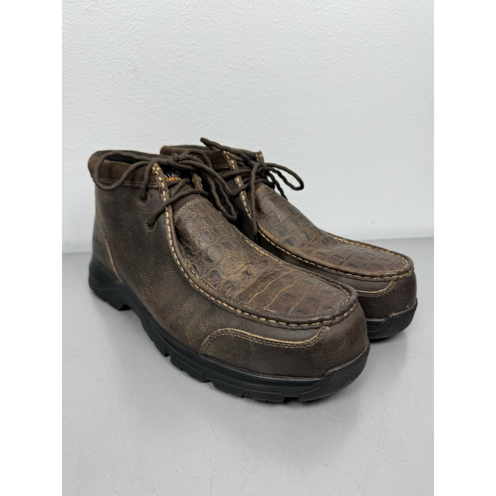 Ariat Edge Moc Boots Mens 13 EE Brown Leather Croc Comp Toe Western Work Safety